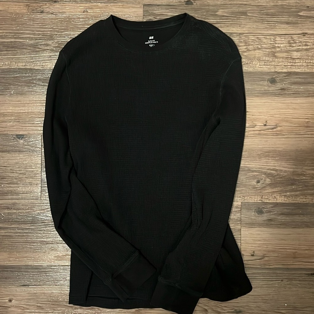 Black Waffle Knit Sweater